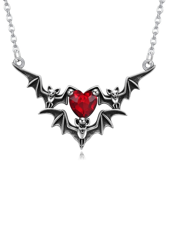 Bat Heart Pendant Necklace