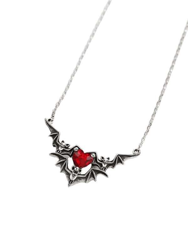 Bat Heart Pendant Necklace