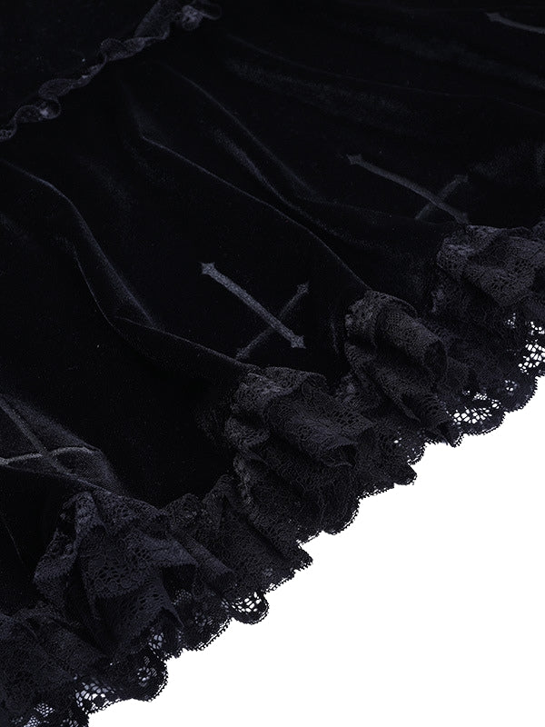 Cross Velvet Lace Skirt