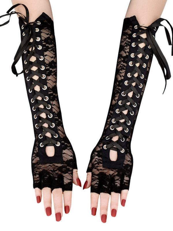 Lace Up Fingerless Gloves