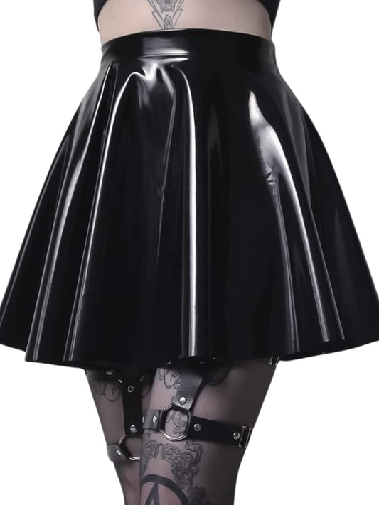 Patent Leather Pleated Skirt