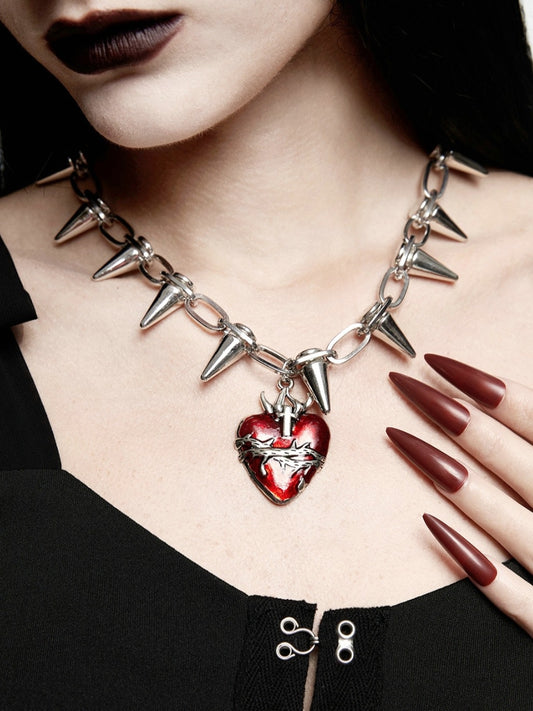 Spiked Heart Pendant Necklace